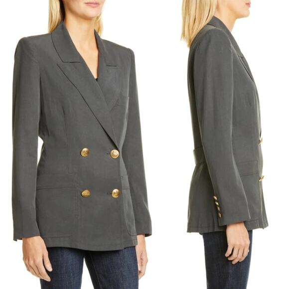 SMYTHE Unstructured Double Breasted Blazer Grey Size XS Classic‎ Menswear Chic - Picture 3 of 16